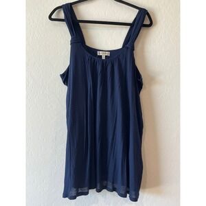 Neiman‎ Marcus Navy Blue Boho Chic Tank Top XL Sleeveless Viscose Blend Casual